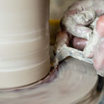 Daniel Boyle at work in his pottery 2019